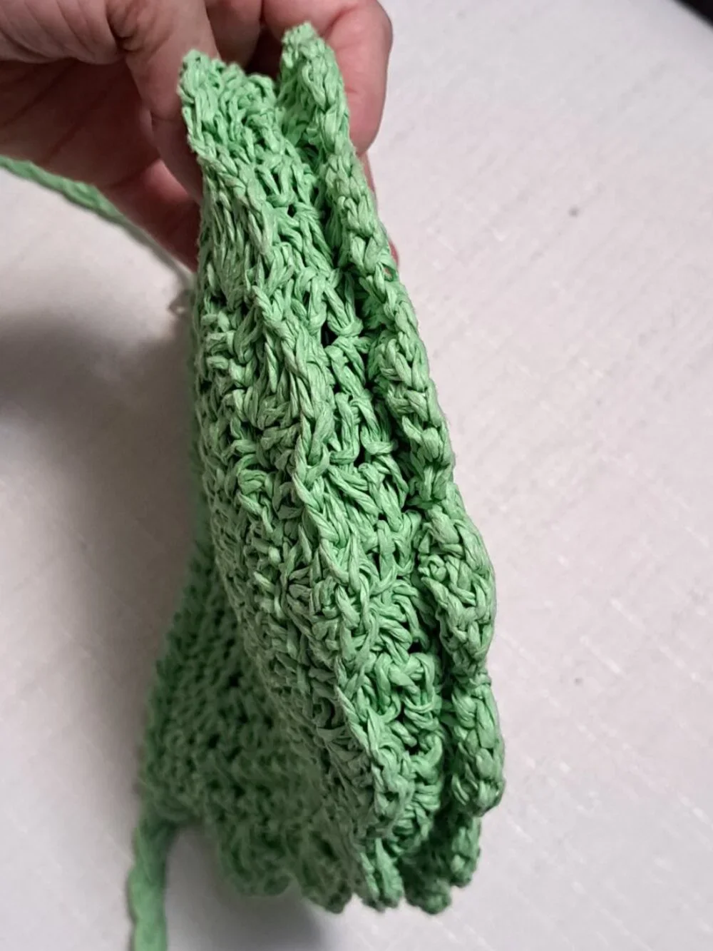 Bright Green Woven Paper Crissbody Purse